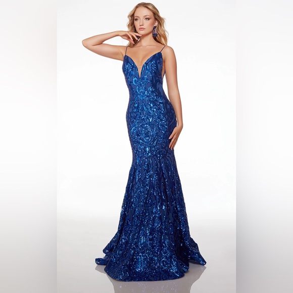 ALYCE Paris 61966 Alyce Long V-neckline Train Mermaid Dress main image 1